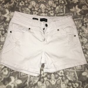 White Rampage distressed shorts
